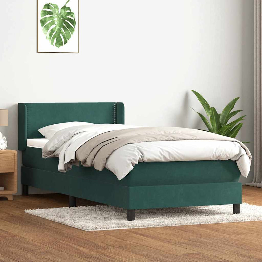 Boxspring met matras fluweel donkergroen 80x220 cm