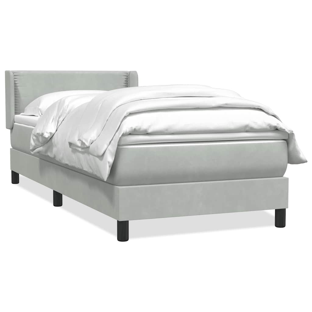 Boxspring met matras fluweel lichtgrijs 90x220 cm