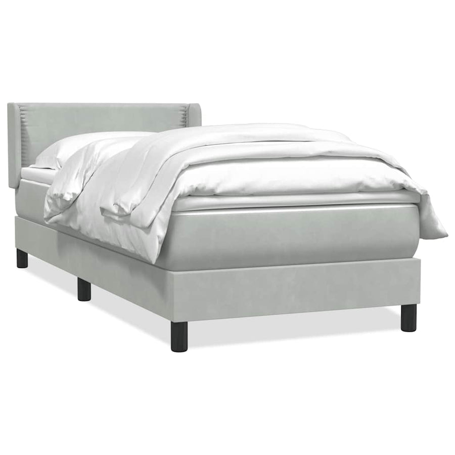 Boxspring met matras fluweel lichtgrijs 90x220 cm
