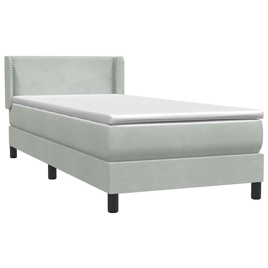 Boxspring met matras fluweel lichtgrijs 90x220 cm