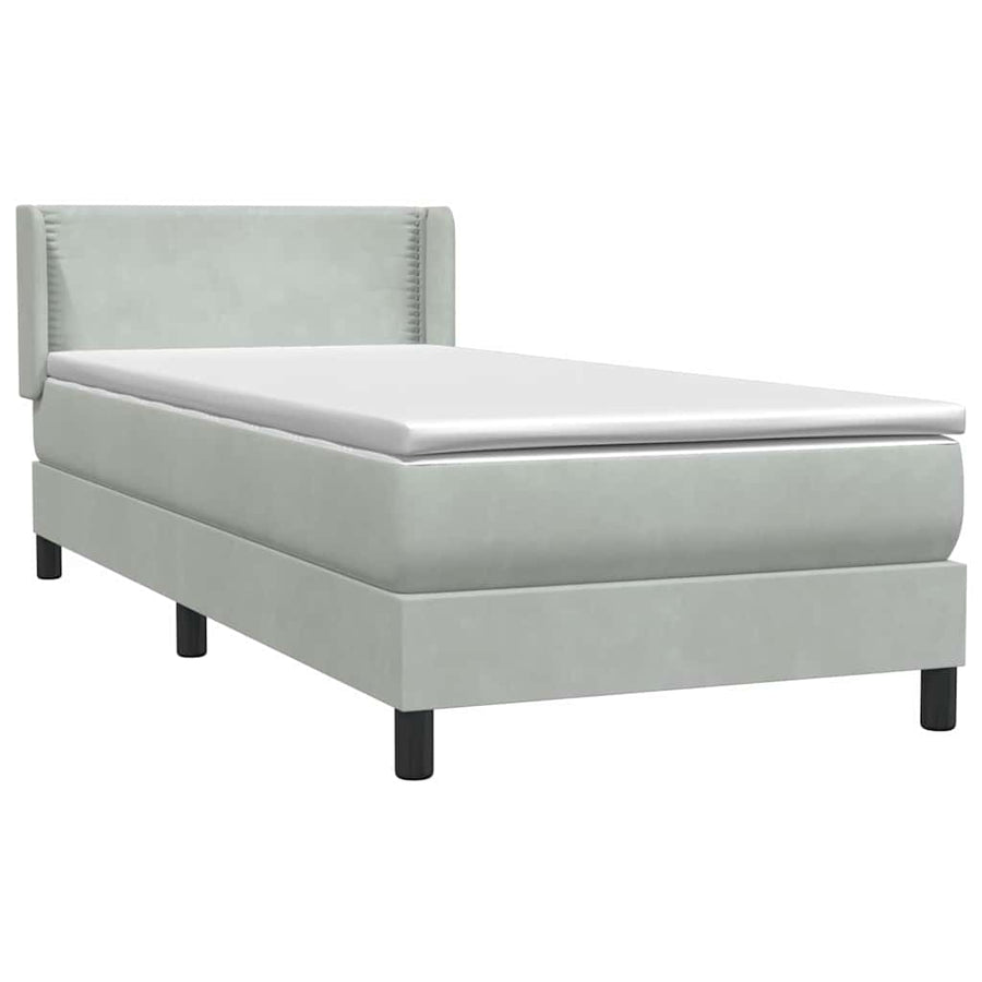 Boxspring met matras fluweel lichtgrijs 90x220 cm