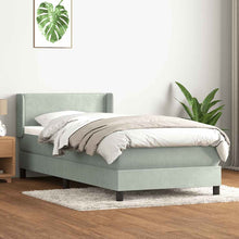 Boxspring met matras fluweel lichtgrijs 90x220 cm