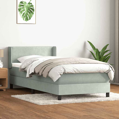Boxspring met matras fluweel lichtgrijs 90x220 cm