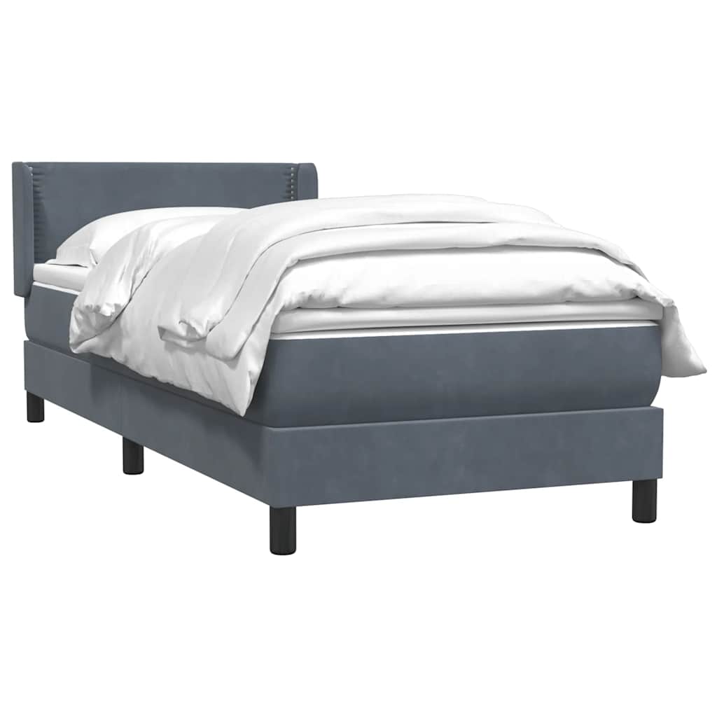 Boxspring met matras fluweel donkergrijs 90x220 cm