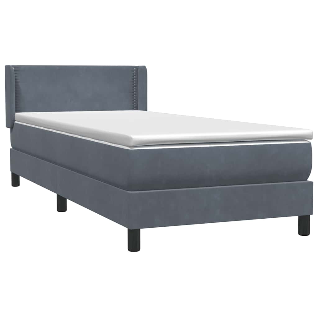 Boxspring met matras fluweel donkergrijs 90x220 cm