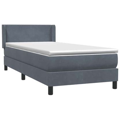 Boxspring met matras fluweel donkergrijs 90x220 cm