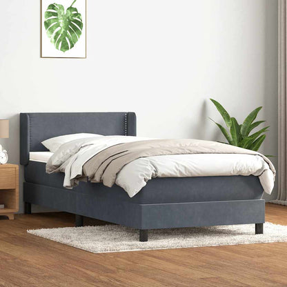 Boxspring met matras fluweel donkergrijs 90x220 cm