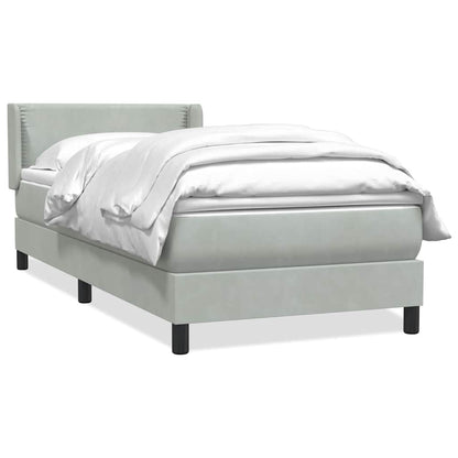 Boxspring met matras fluweel lichtgrijs 100x220 cm