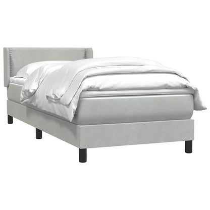 Boxspring met matras fluweel lichtgrijs 100x220 cm