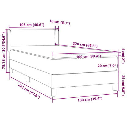 Boxspring met matras fluweel lichtgrijs 100x220 cm