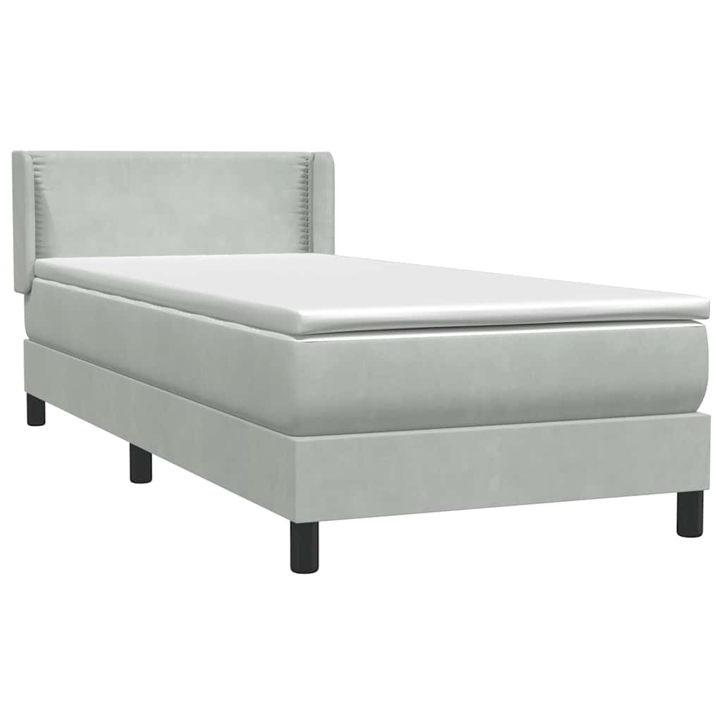 Boxspring met matras fluweel lichtgrijs 100x220 cm