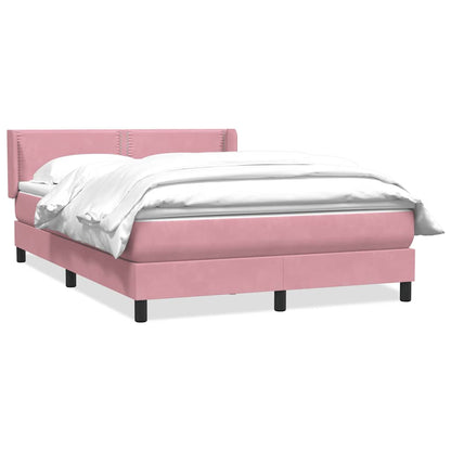 Boxspring met matras fluweel roze 160x220 cm