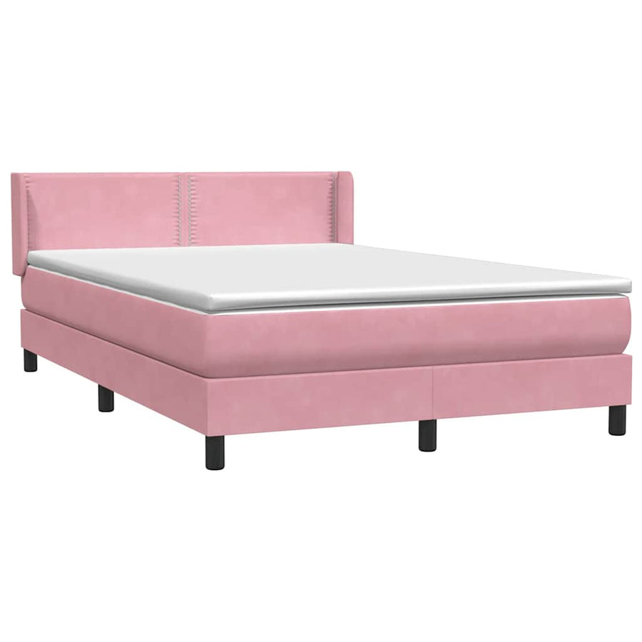 Boxspring met matras fluweel roze 160x220 cm