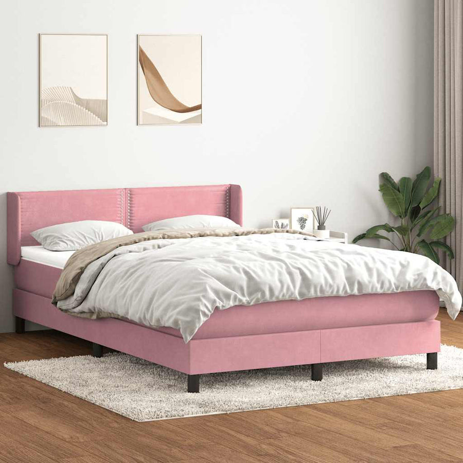 Boxspring met matras fluweel roze 160x220 cm