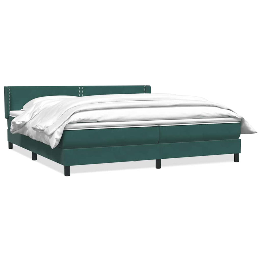 Boxspring met matras fluweel donkergroen 180x220 cm
