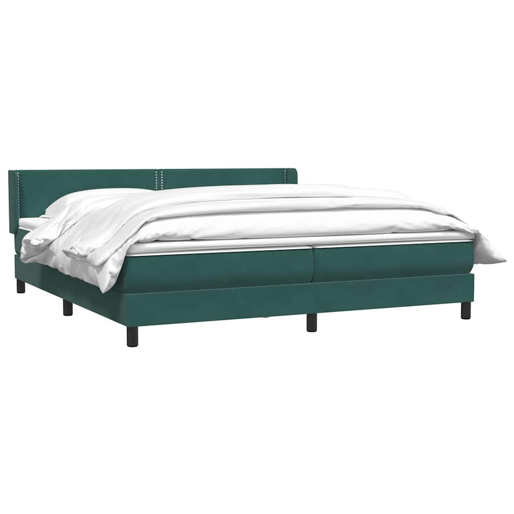 Boxspring met matras fluweel donkergroen 180x220 cm