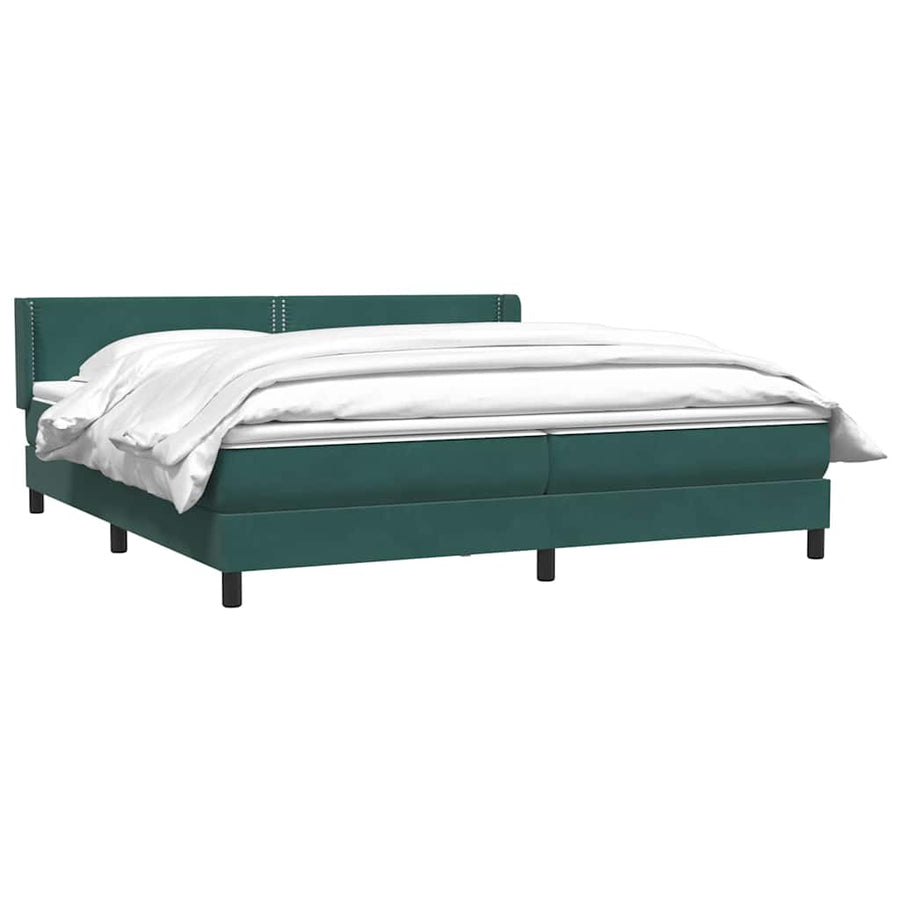 Boxspring met matras fluweel donkergroen 180x220 cm