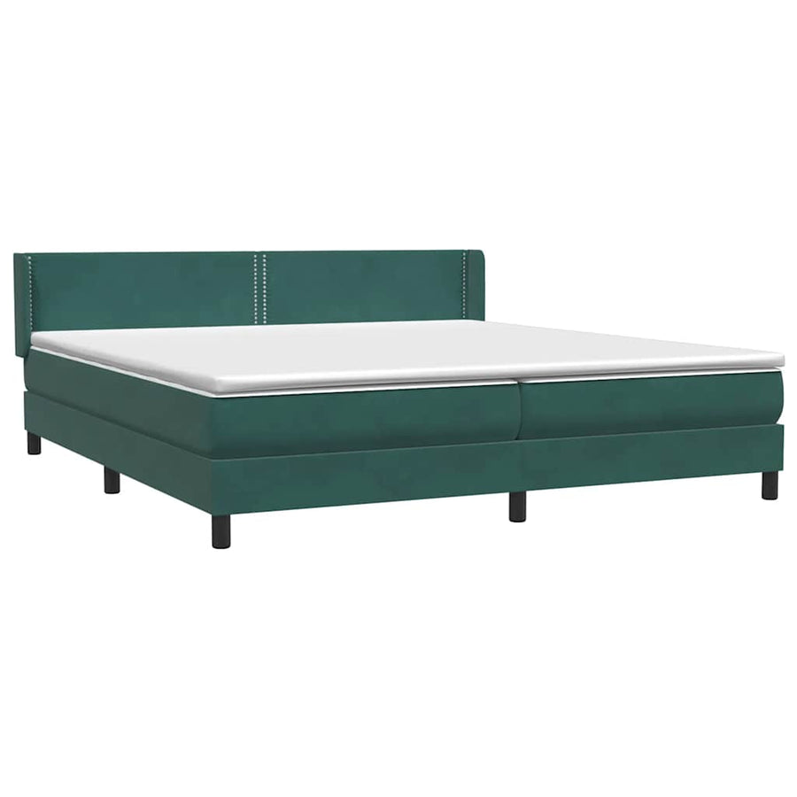Boxspring met matras fluweel donkergroen 180x220 cm