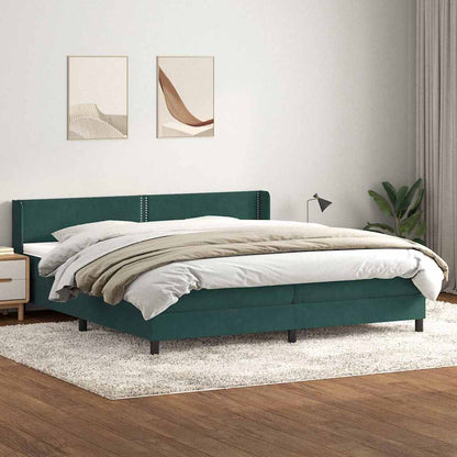Boxspring met matras fluweel donkergroen 180x220 cm
