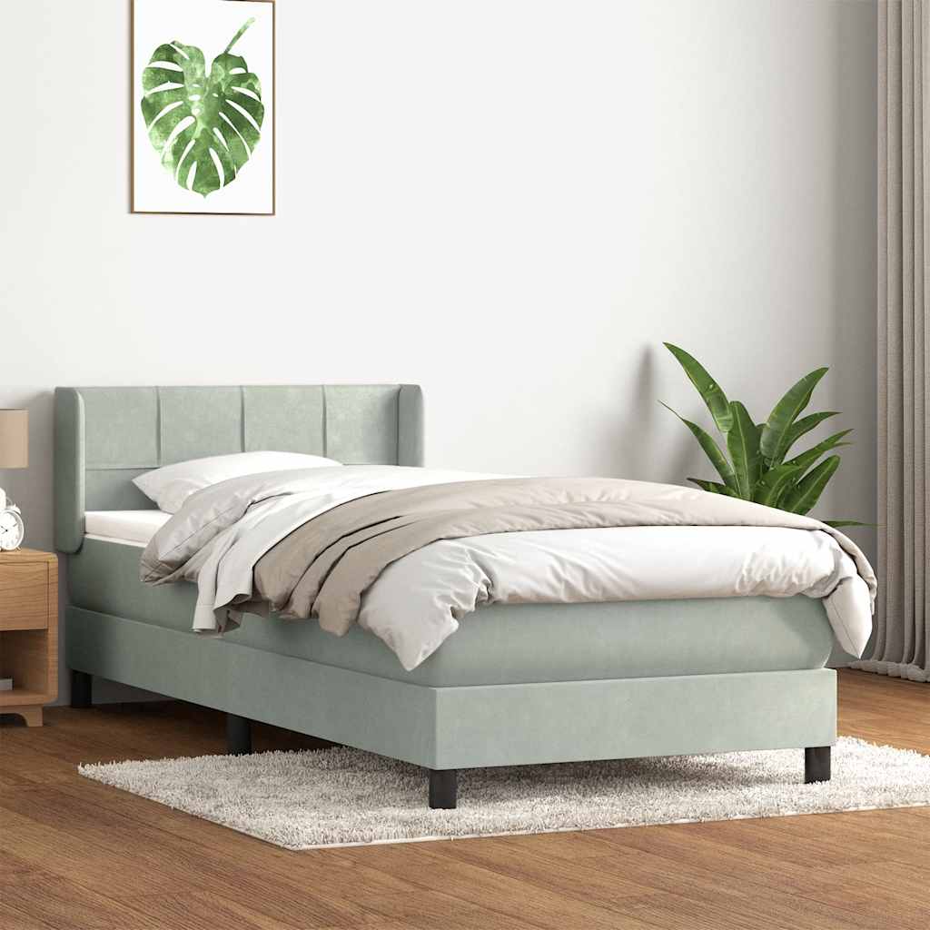 Boxspring met matras fluweel lichtgrijs 80x210 cm