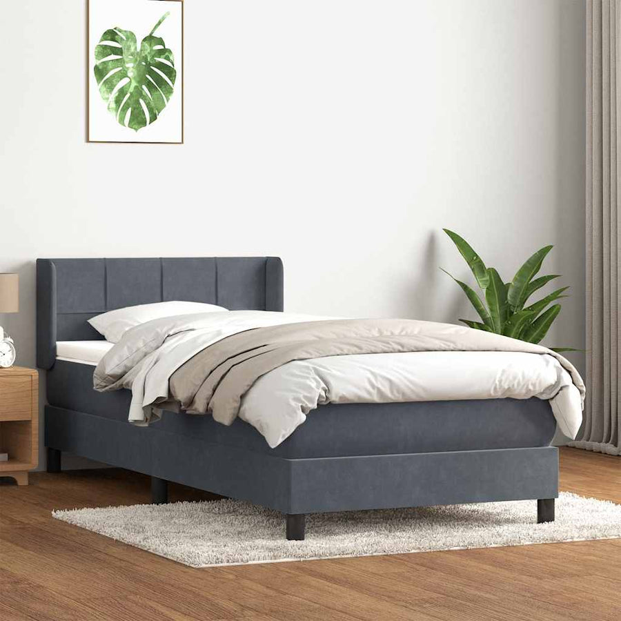 Boxspring met matras fluweel donkergrijs 80x210 cm