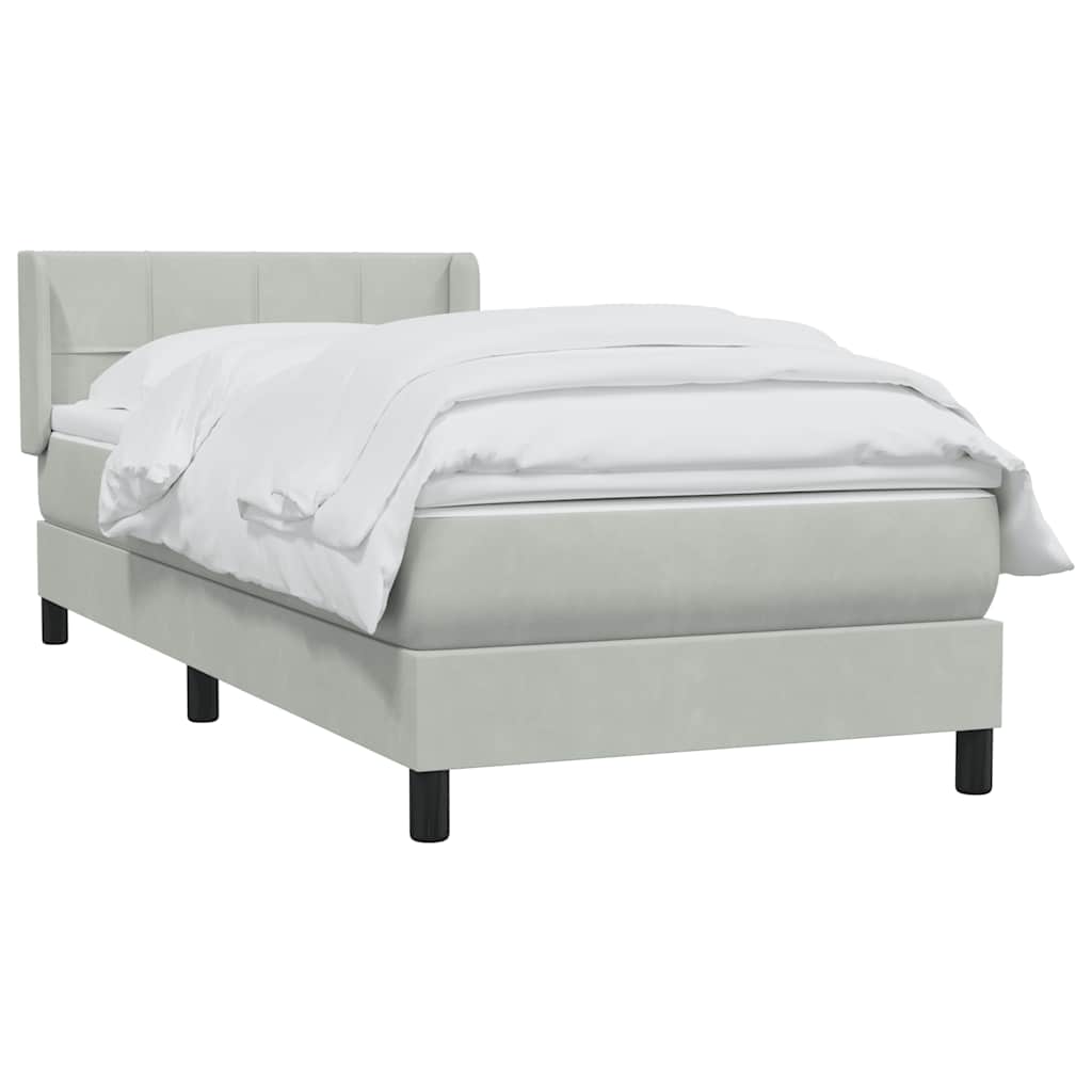 Boxspring met matras fluweel lichtgrijs 90x210 cm