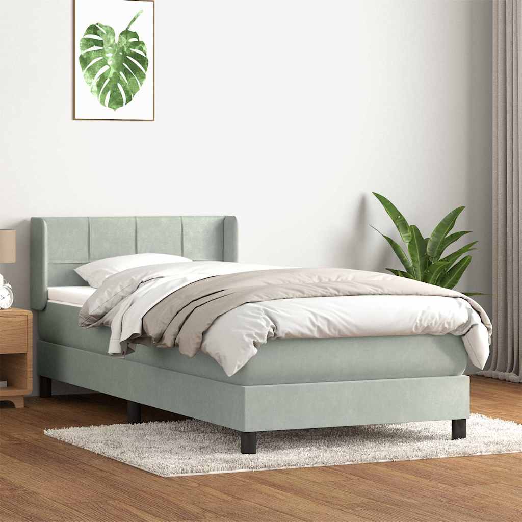 Boxspring met matras fluweel lichtgrijs 90x210 cm