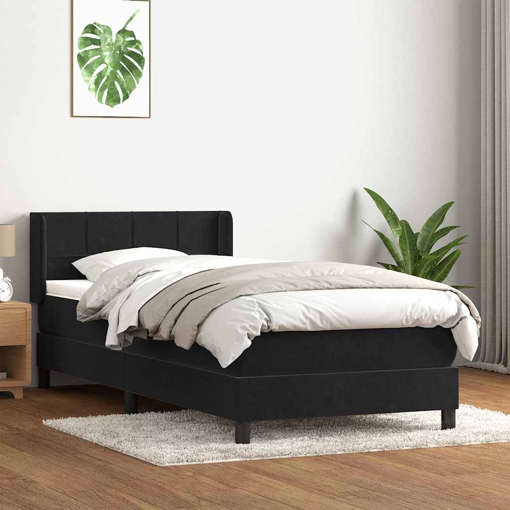 Boxspring met matras fluweel zwart 90x210 cm