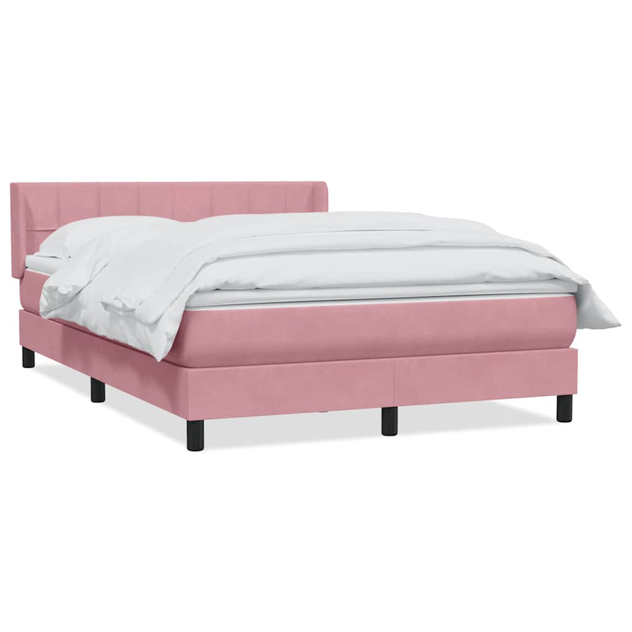 Boxspring met matras fluweel roze 140x210 cm