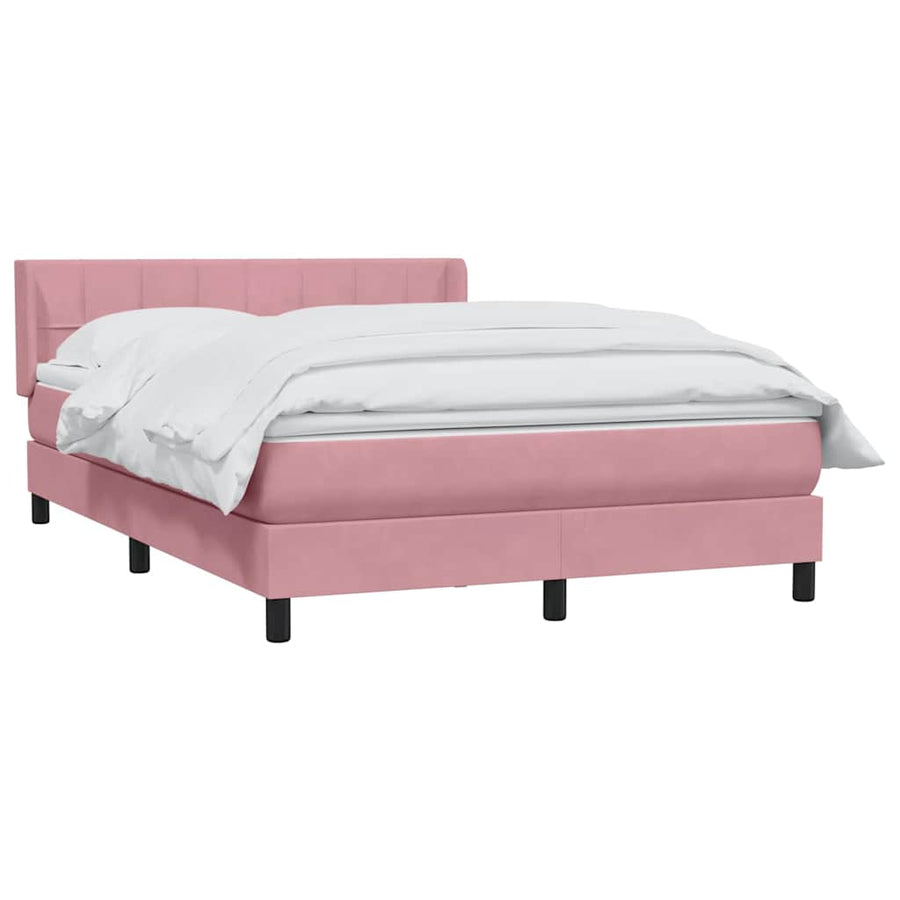 Boxspring met matras fluweel roze 140x210 cm