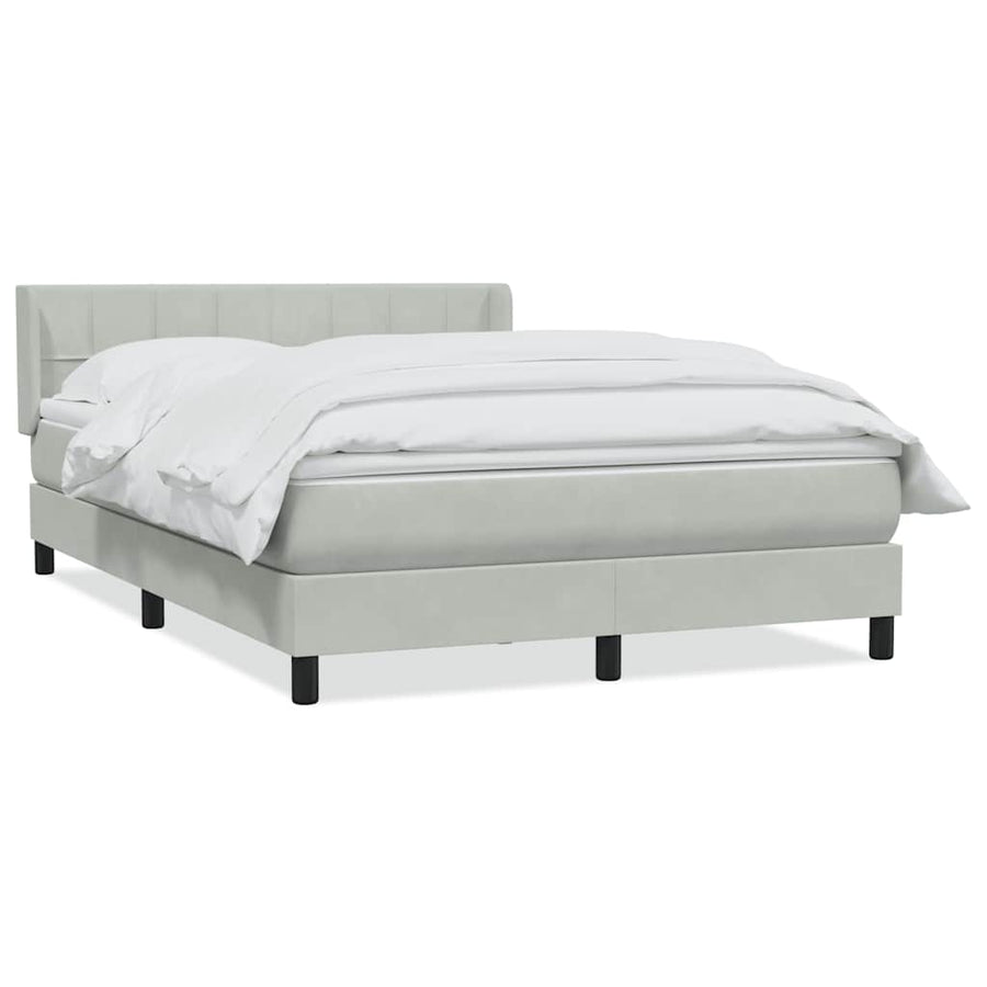 Boxspring met matras fluweel lichtgrijs 160x210 cm