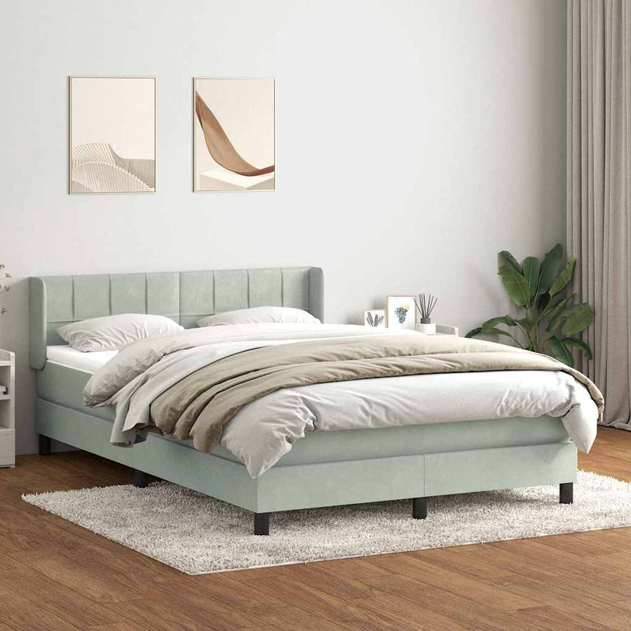 Boxspring met matras fluweel lichtgrijs 160x210 cm