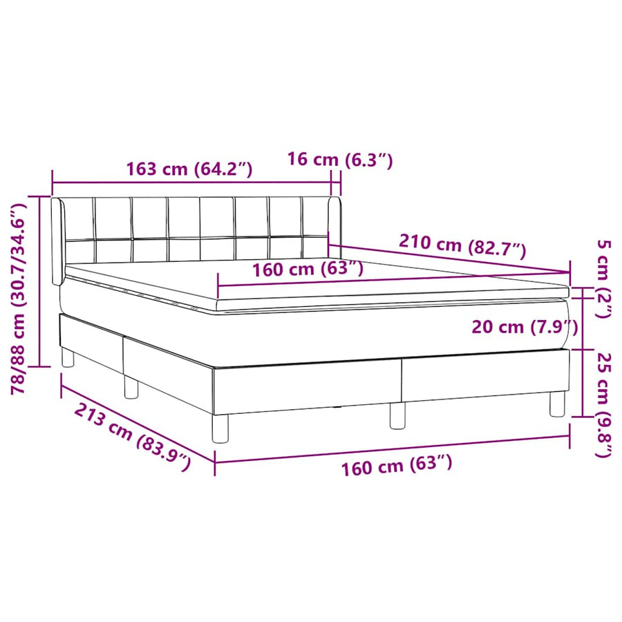 Boxspring met matras fluweel donkergrijs 160x210 cm