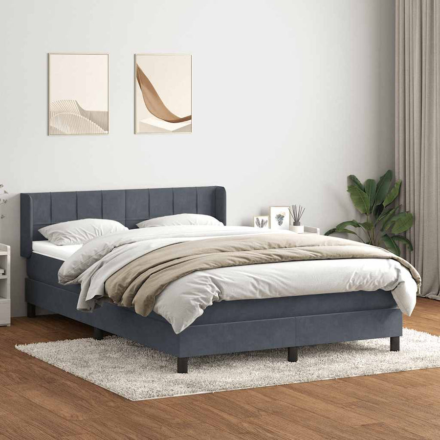 Boxspring met matras fluweel donkergrijs 160x210 cm