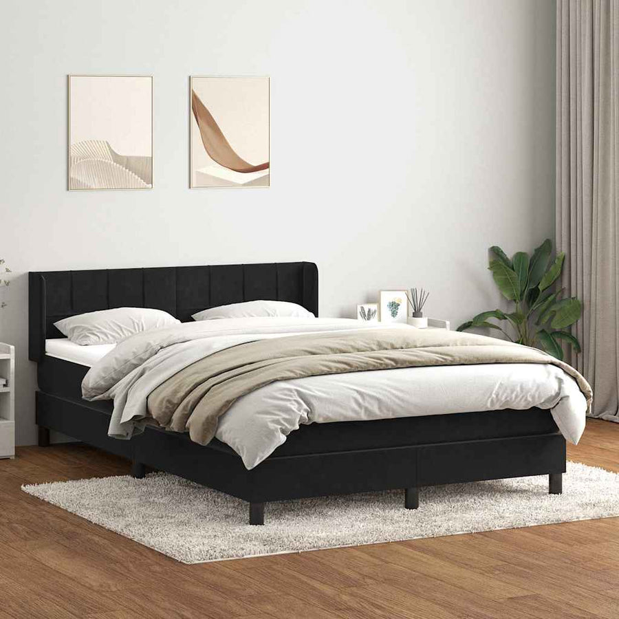 Boxspring met matras fluweel zwart 160x210 cm