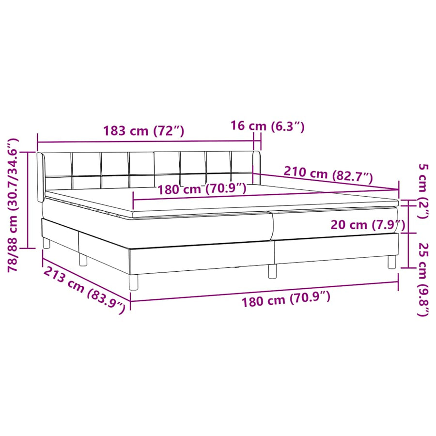 Boxspring met matras fluweel roze 180x210 cm
