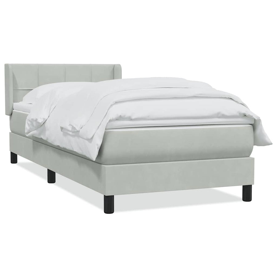 Boxspring met matras fluweel lichtgrijs 80x220 cm