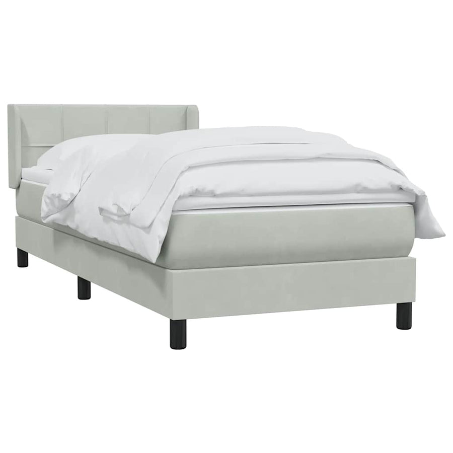 Boxspring met matras fluweel lichtgrijs 80x220 cm