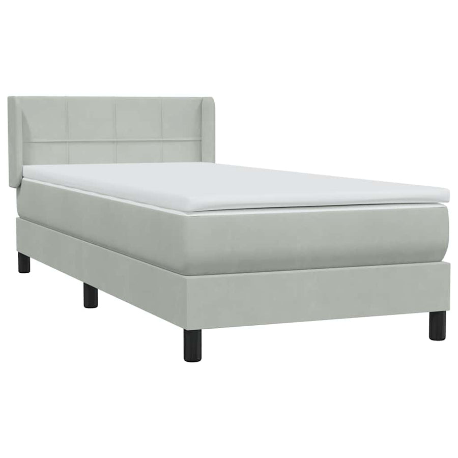Boxspring met matras fluweel lichtgrijs 80x220 cm