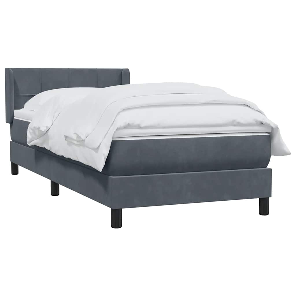 Boxspring met matras fluweel donkergrijs 80x220 cm