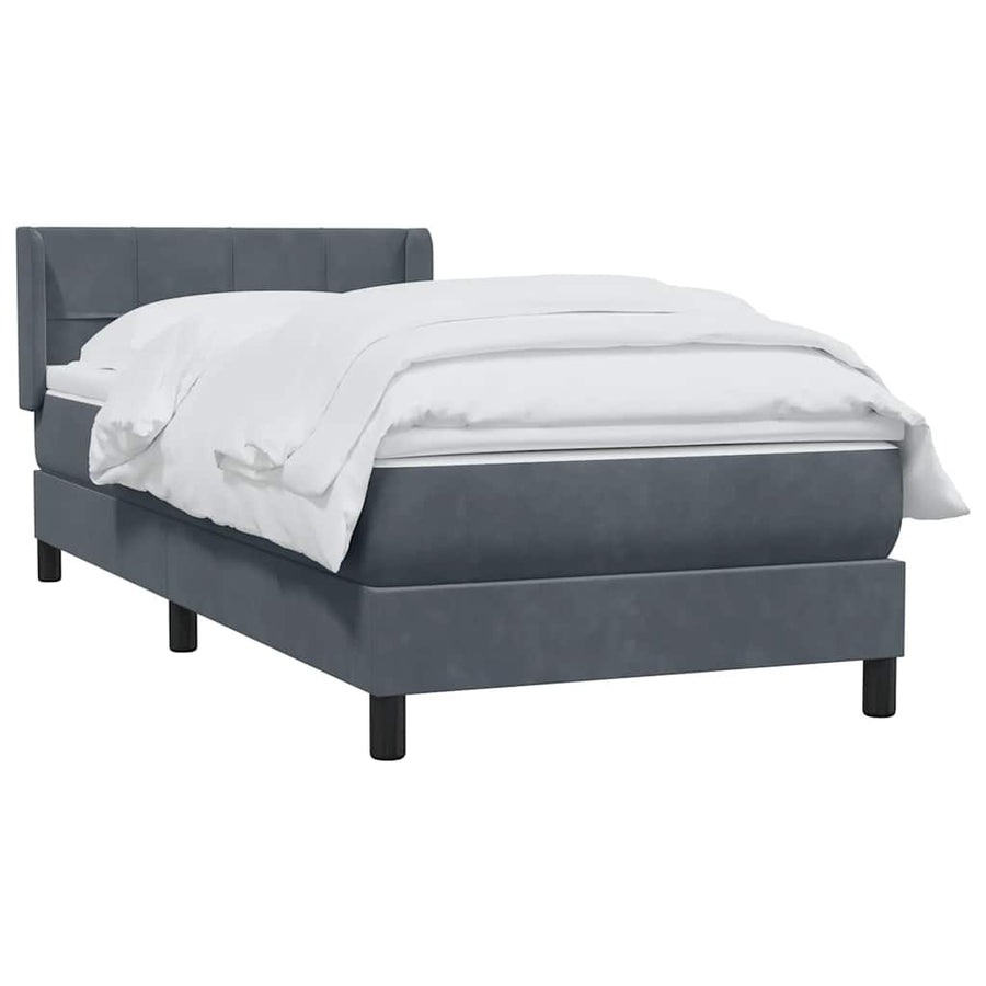 Boxspring met matras fluweel donkergrijs 80x220 cm