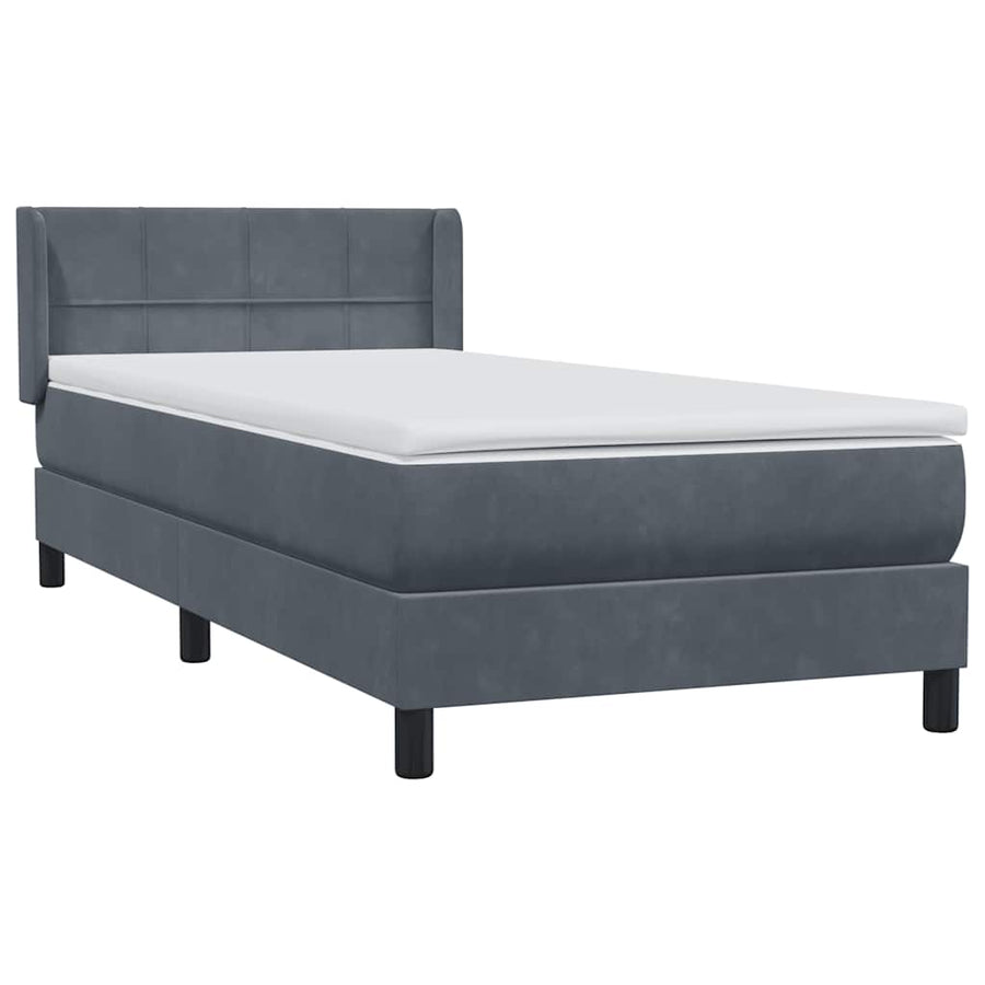 Boxspring met matras fluweel donkergrijs 80x220 cm