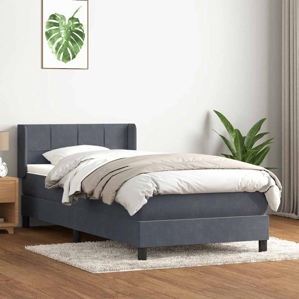 Boxspring met matras fluweel donkergrijs 80x220 cm