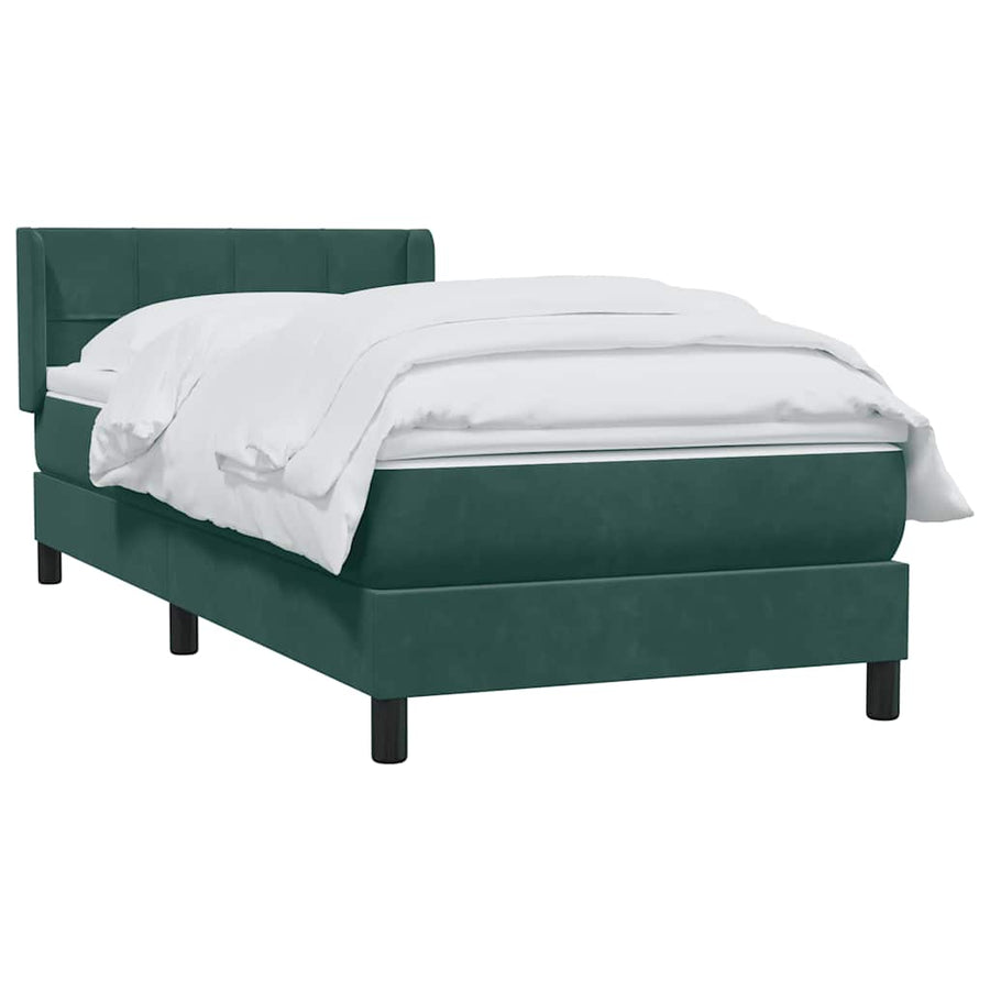 Boxspring met matras fluweel donkergroen 80x220 cm