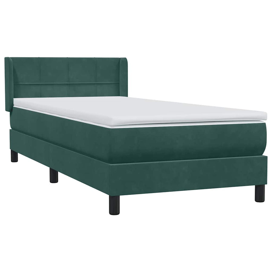 Boxspring met matras fluweel donkergroen 80x220 cm