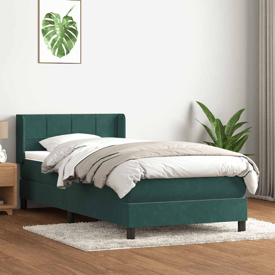 Boxspring met matras fluweel donkergroen 80x220 cm