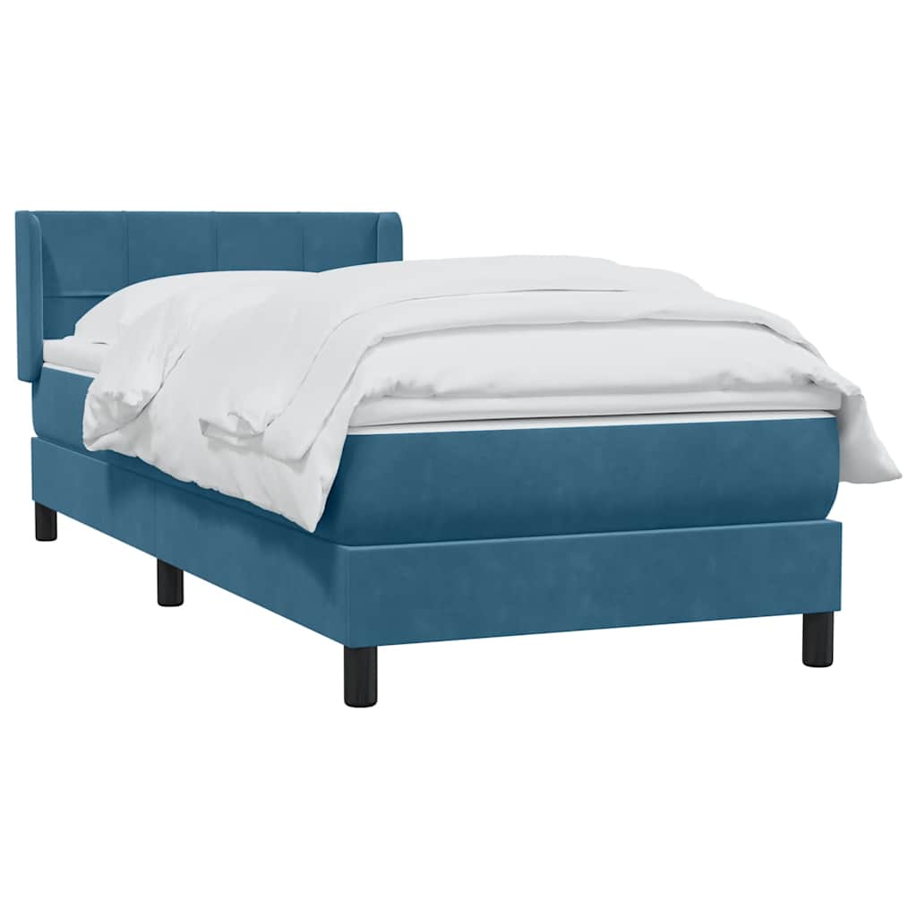 Boxspring met matras fluweel donkerblauw 80x220 cm