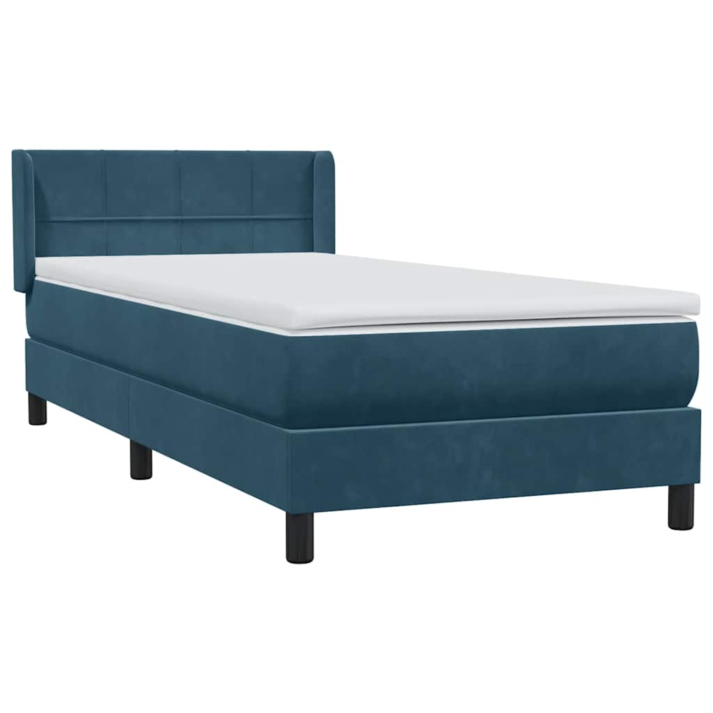 Boxspring met matras fluweel donkerblauw 80x220 cm