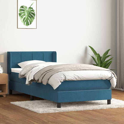 Boxspring met matras fluweel donkerblauw 80x220 cm