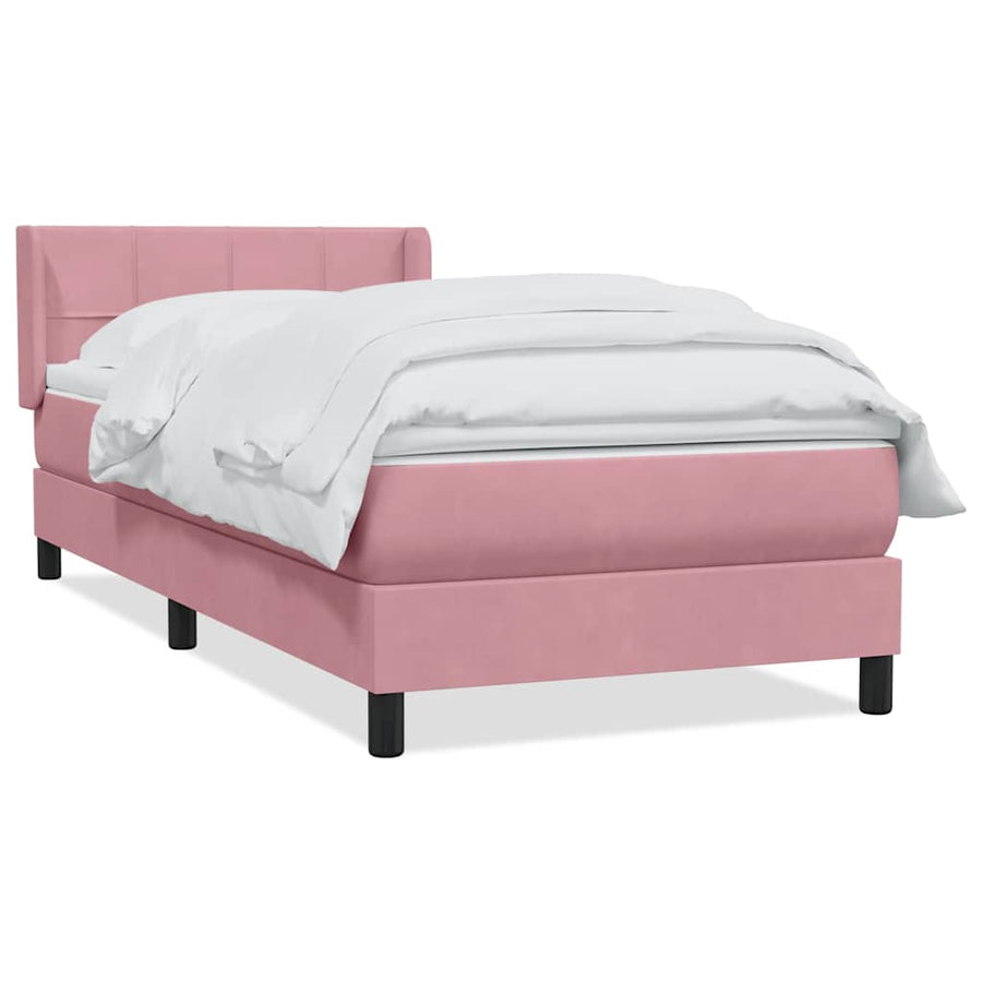 Boxspring met matras fluweel roze 80x220 cm